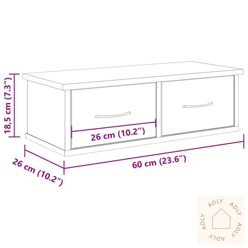 Veggskap Artisan Eik 60X26X18,5 Cm Konstruert Tre