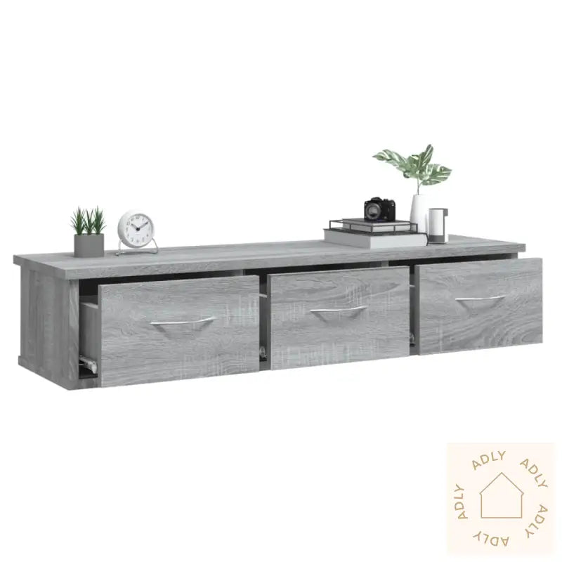 Veggskap Grå Sonoma Eik 88X26X18,5 Cm Konstruert Tre