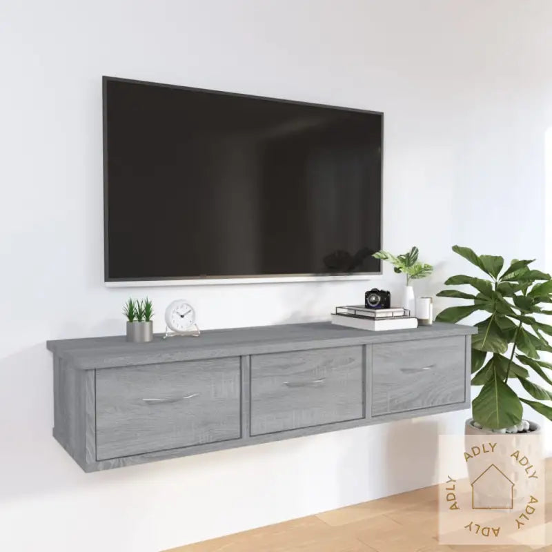 Veggskap Grå Sonoma Eik 88X26X18,5 Cm Konstruert Tre