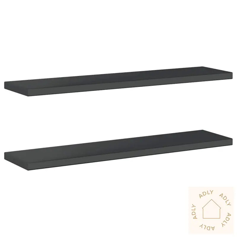 Vegghyller 2 Stk 100X23,5X3 Cm Svart Rustfritt Stål
