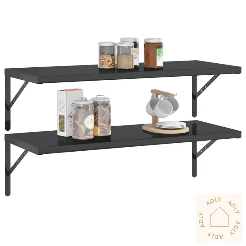 Vegghyller 2 Stk 100X40 Cm Svart Rustfritt Stål