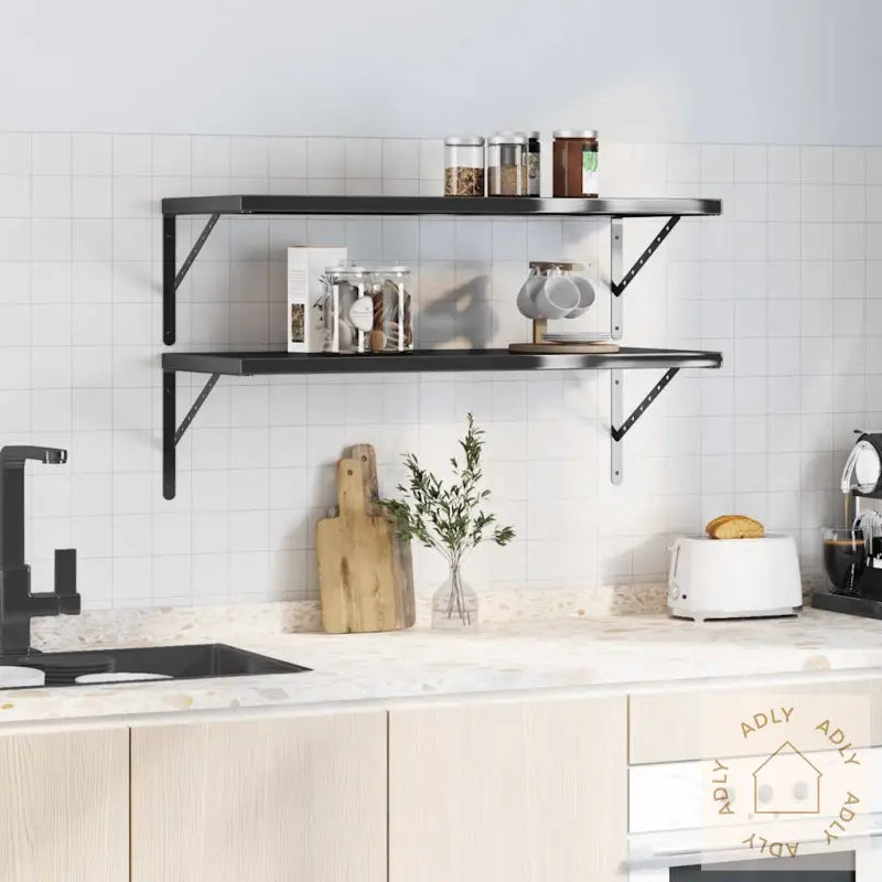 Vegghyller 2 Stk 100X40 Cm Svart Rustfritt Stål