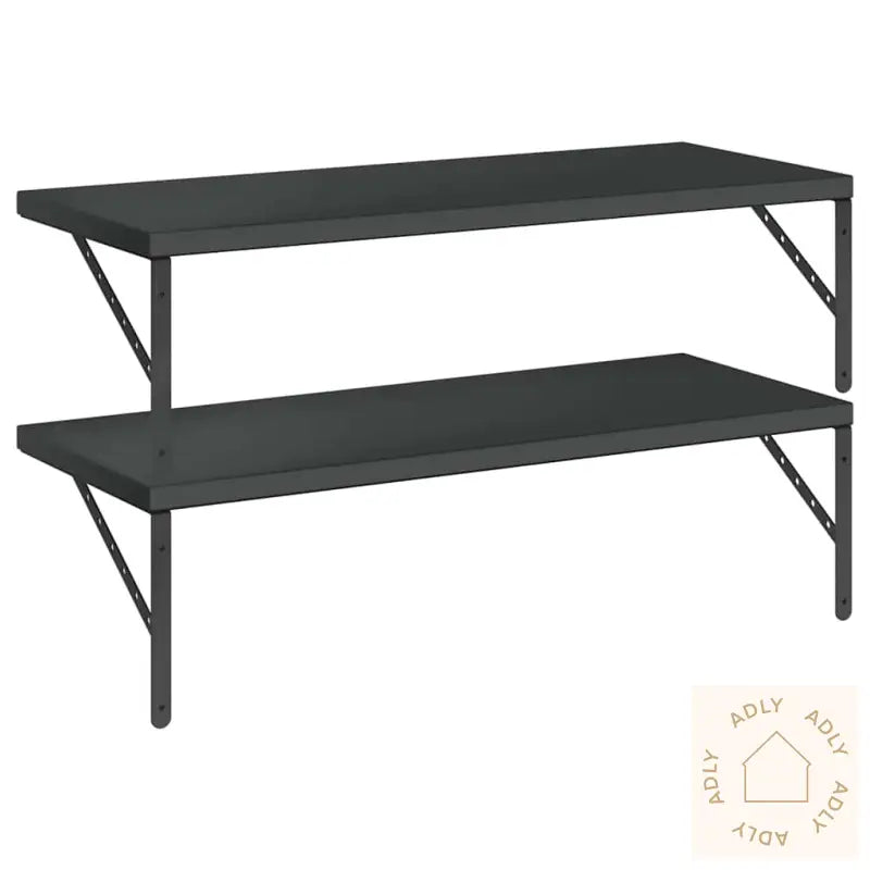 Vegghyller 2 Stk 100X40 Cm Svart Rustfritt Stål