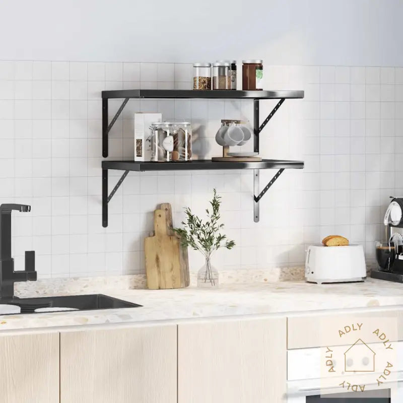 Vegghyller 2 Stk 75X40 Cm Svart Rustfritt Stål