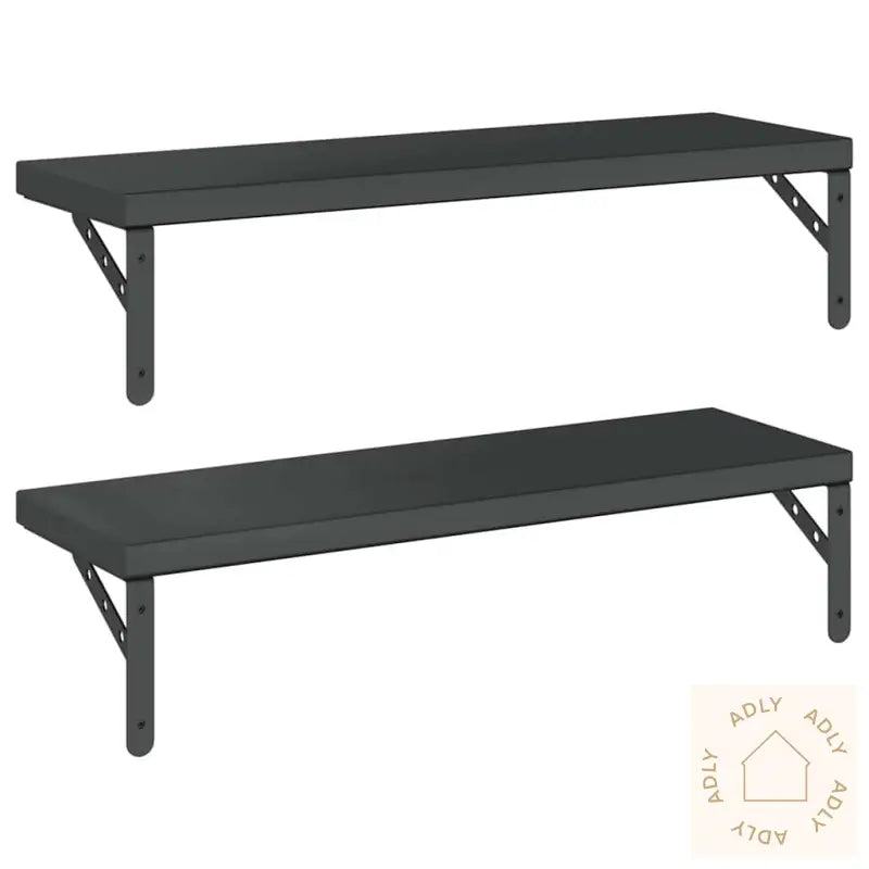 Vegghyller 2 Stk 75X23,5 Cm Svart Rustfritt Stål