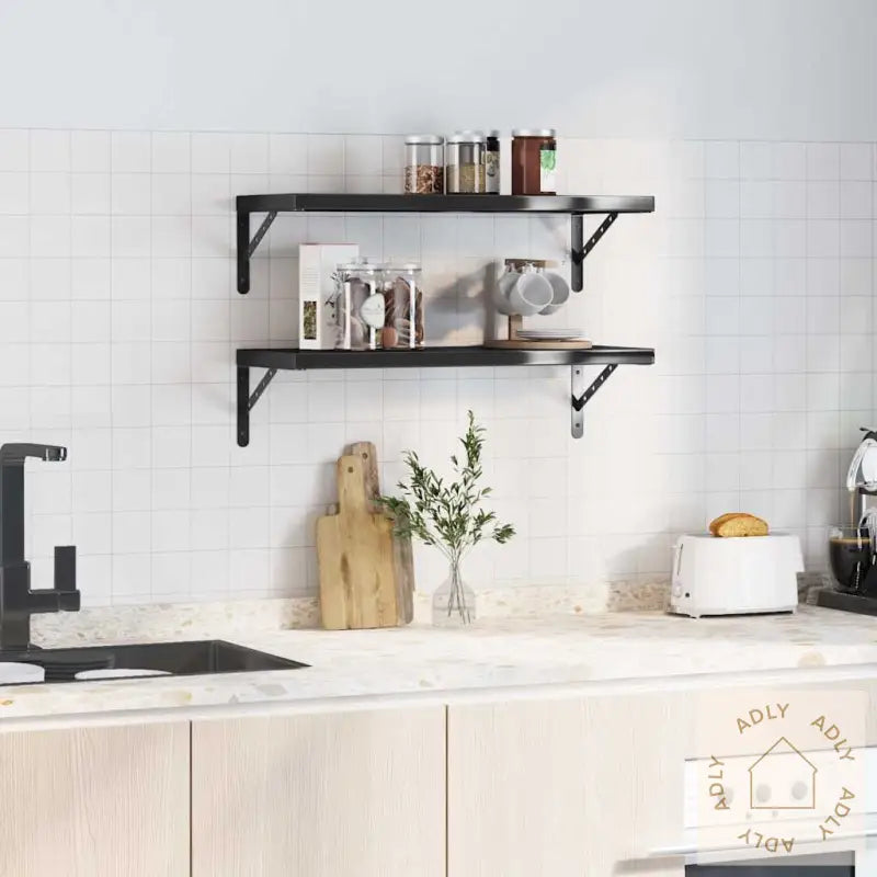 Vegghyller 2 Stk 75X30 Cm Svart Rustfritt Stål