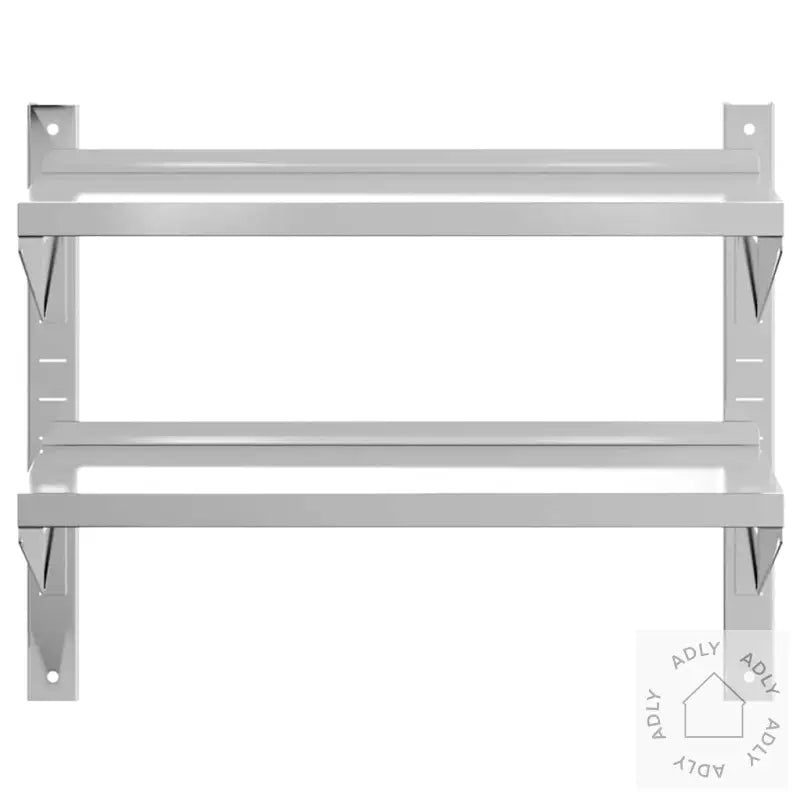 Vegghylle 2 Etasjer 75X30X60 Cm Sølv Rustfritt Stål