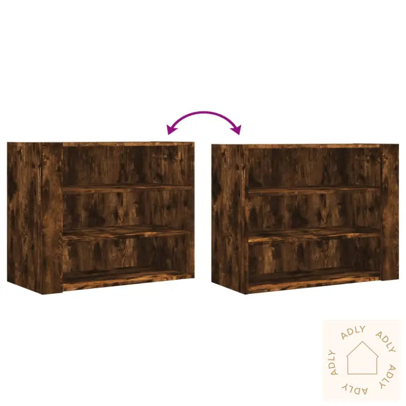 Veggskap Røkt Eik 75X35X60 Cm Konstruert Tre