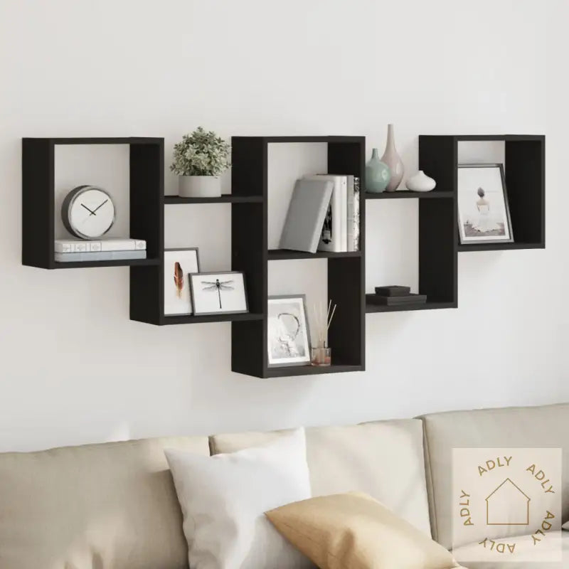 Vegghylle Svart 159X18X66 Cm Konstruert Tre