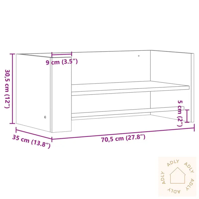 Vegghylle Røkt Eik 70,5X35X30,5 Cm Konstruert Tre