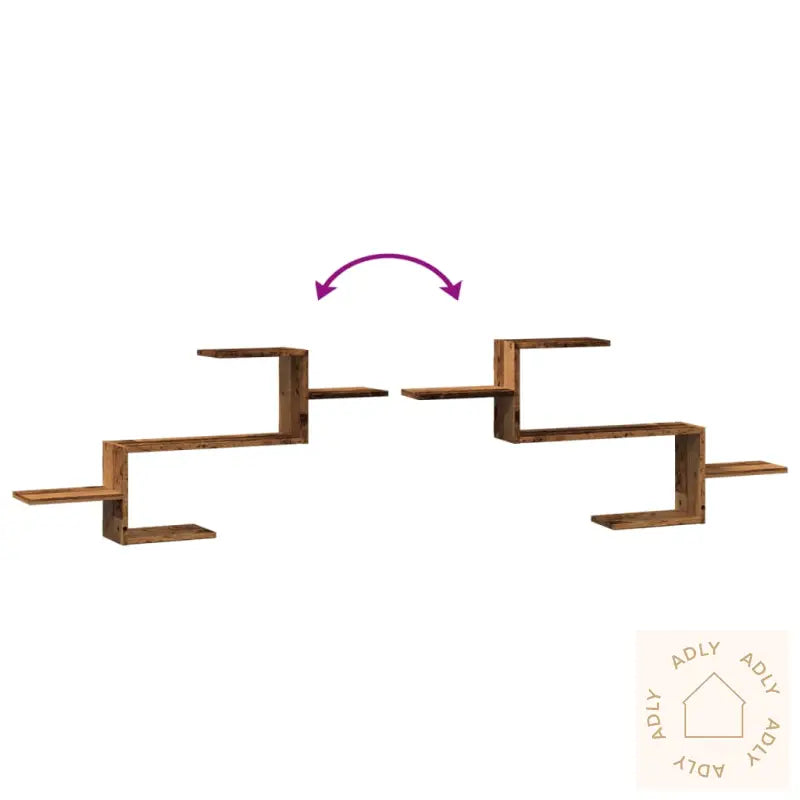 Veggmontert Hjørnehylle Svart 104X15X49 Cm Konstruert Tre