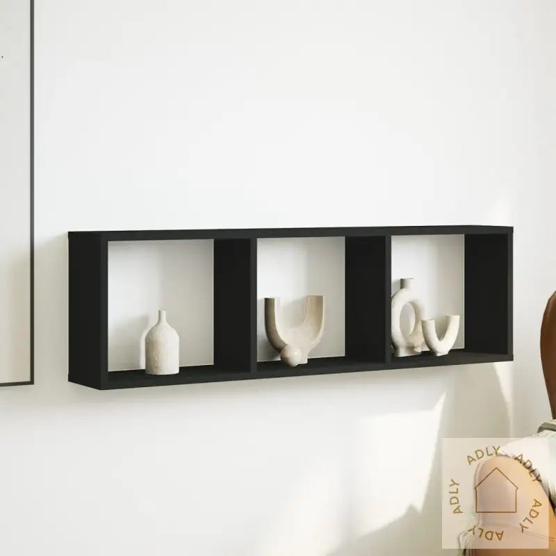 Veggskap 100X16X30 Cm Svart Konstruert Tre