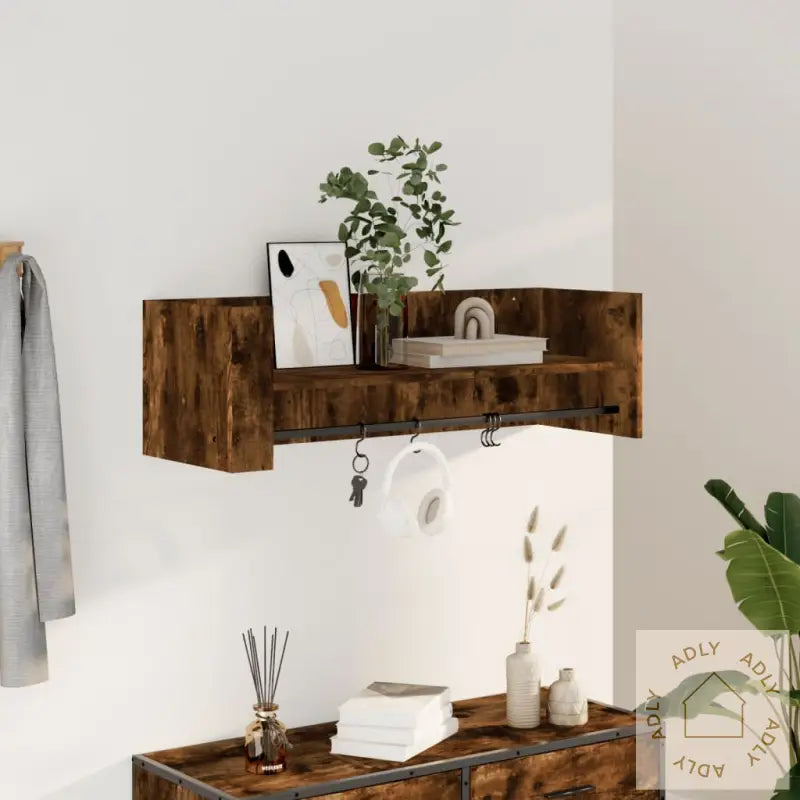 Vegghylle Røkt Eik 100X35X30,5 Cm Konstruert Tre