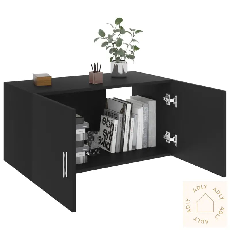 Veggmontert Skap Svart 80X39X40 Cm Konstruert Tre