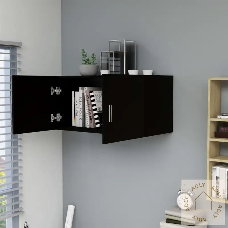 Veggmontert Skap Svart 80X39X40 Cm Konstruert Tre
