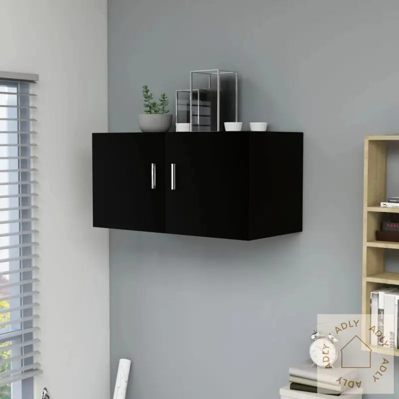 Veggmontert Skap Svart 80X39X40 Cm Konstruert Tre