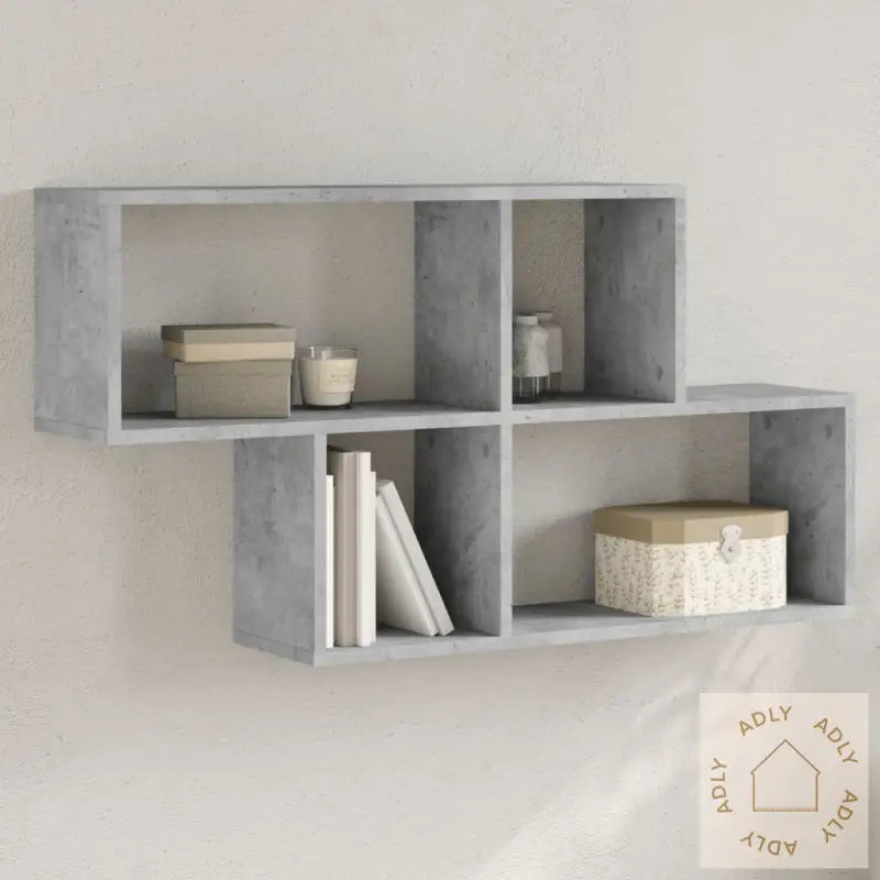 Vegghylle Betonggrå 100X20X53 Cm Konstruert Tre