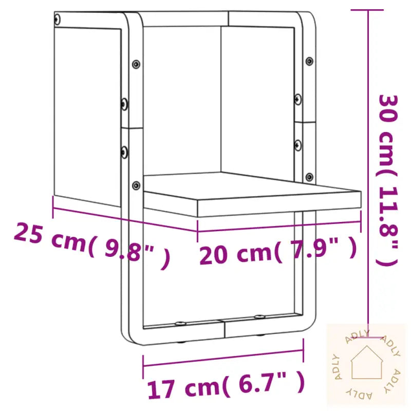 Vegghylle Med Stang Svart 20X25X30 Cm