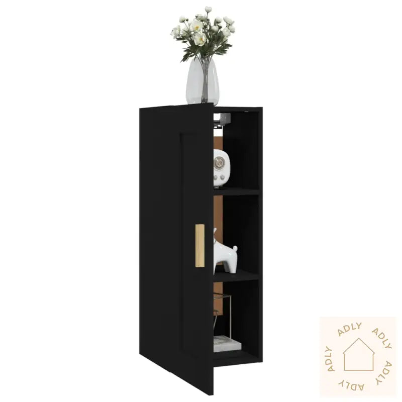 Veggskap Svart 35X34X90 Cm Konstruert Tre