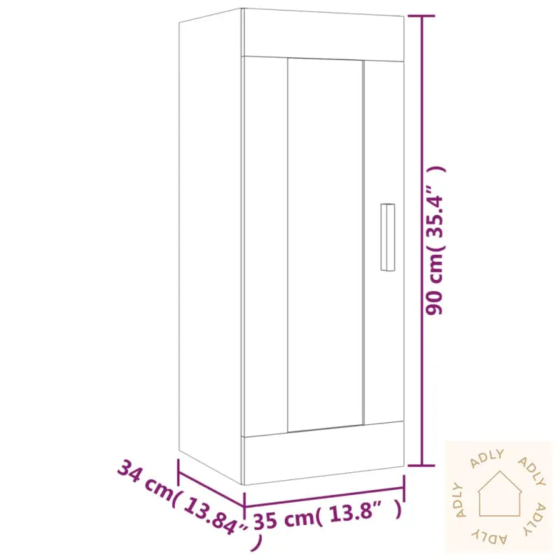 Veggskap Svart 35X34X90 Cm Konstruert Tre