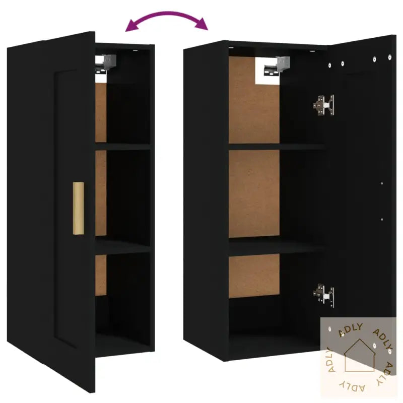 Veggskap Svart 35X34X90 Cm Konstruert Tre