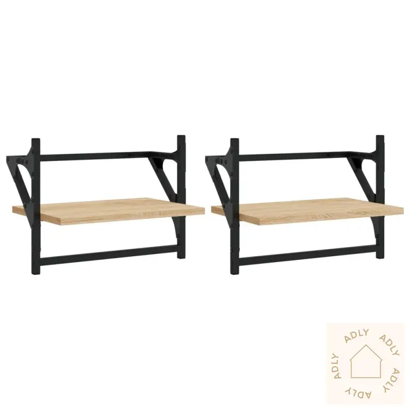 Vegghyller Med Stenger 2 Stk Sonoma Eik 40X25X30 Cm