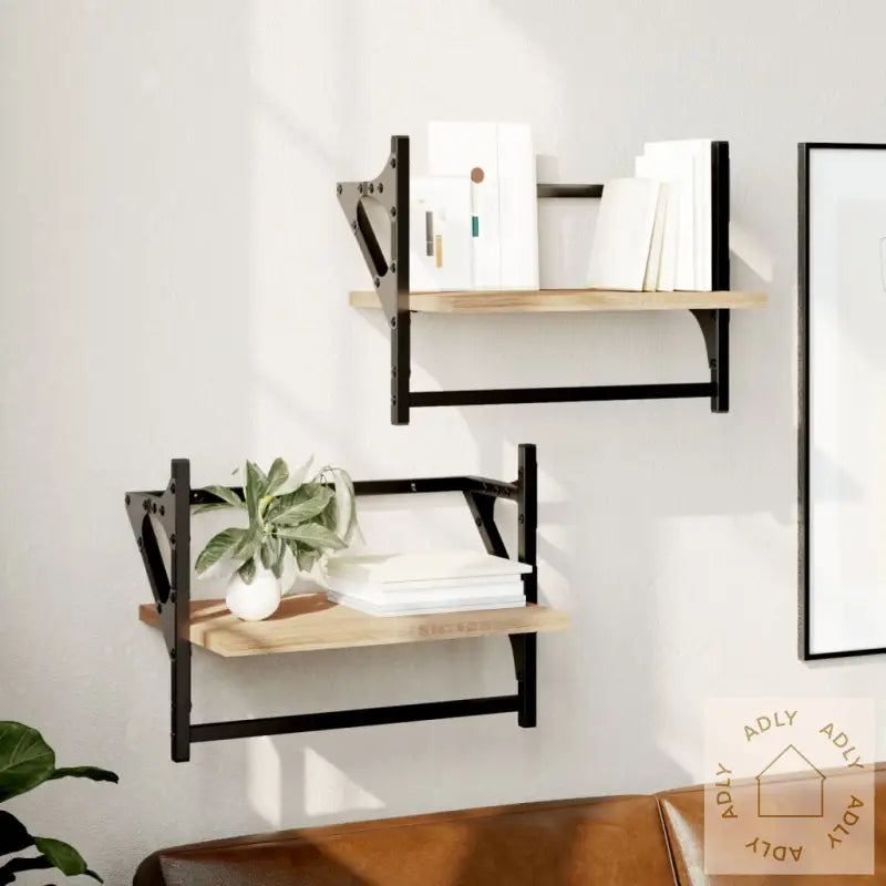 Vegghyller Med Stenger 2 Stk Sonoma Eik 40X25X30 Cm