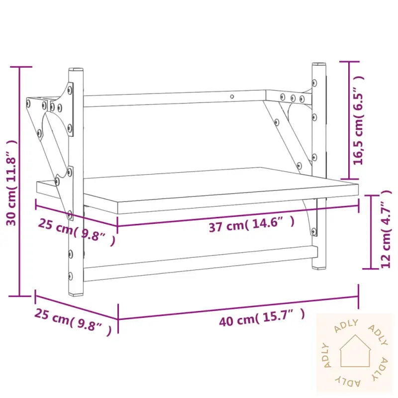 Vegghyller Med Stenger 2 Stk Sonoma Eik 40X25X30 Cm