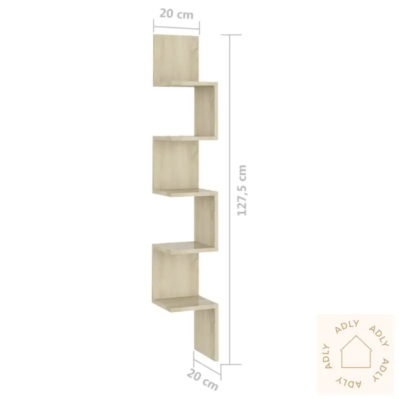Veggmontert Hjørnehylle Sonoma Eik 20X20X127,5Cm Konstruert Tre