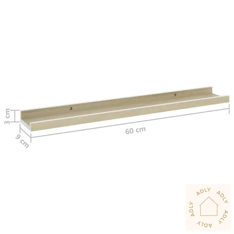 Vegghyller 4 Stk Hvit Og Sonoma Eik 60X9X3 Cm