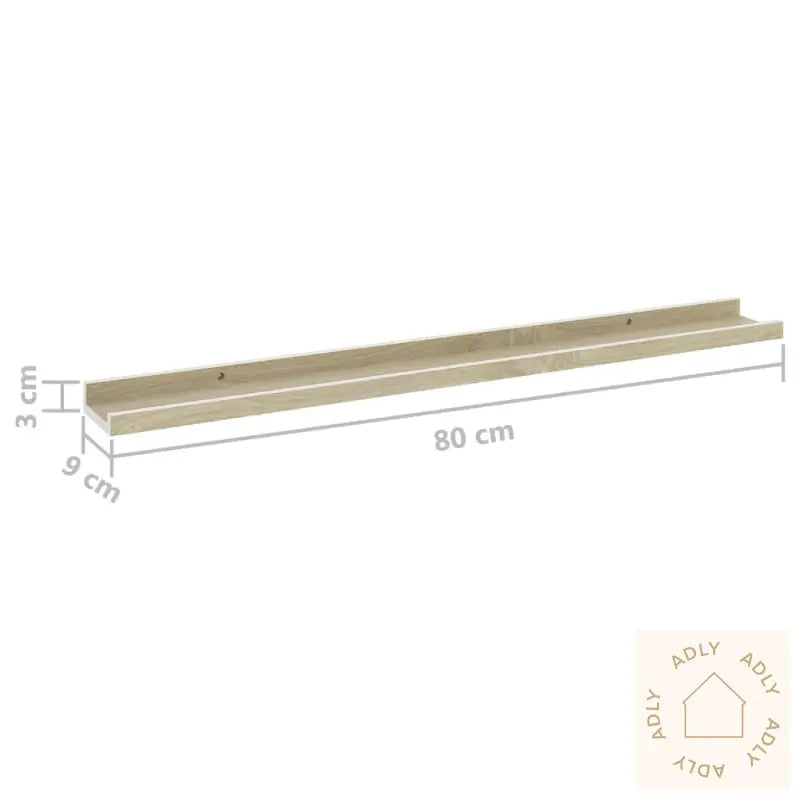 Vegghyller 2 Stk Hvit Og Sonoma Eik 80X9X3 Cm
