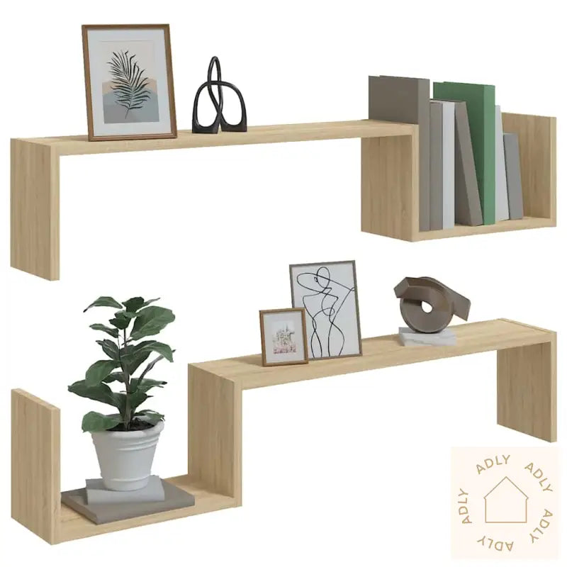 Vegghyller 2 Stk Sonoma Eik 100X15X20 Cm Konstruert Tre