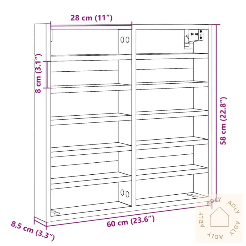 Hyller Sonoma Eik 60X8,5X58 Cm Konstruert Tre