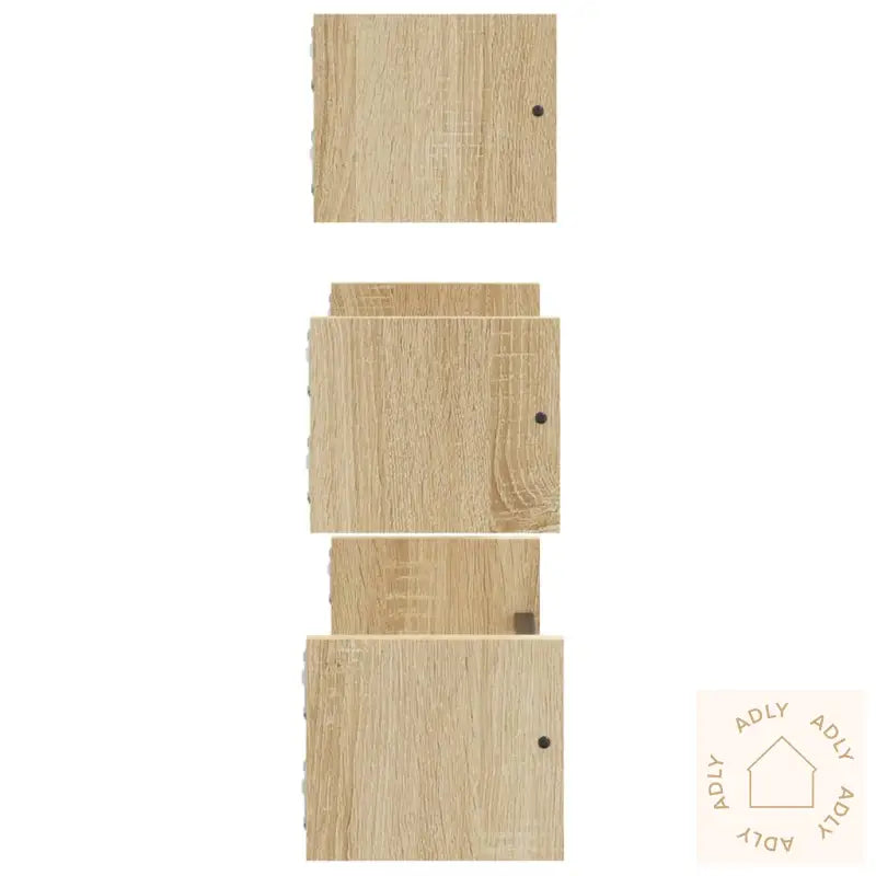 Vegghyllesett Med Stenger 3 Stk Sonoma Eik Konstruert Tre