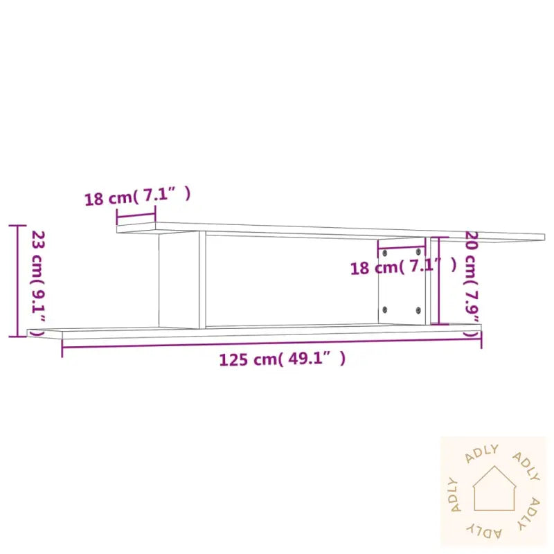 Veggmontert Tv-Hylle Sonoma Eik 125X18X23 Cm Konstruert Tre
