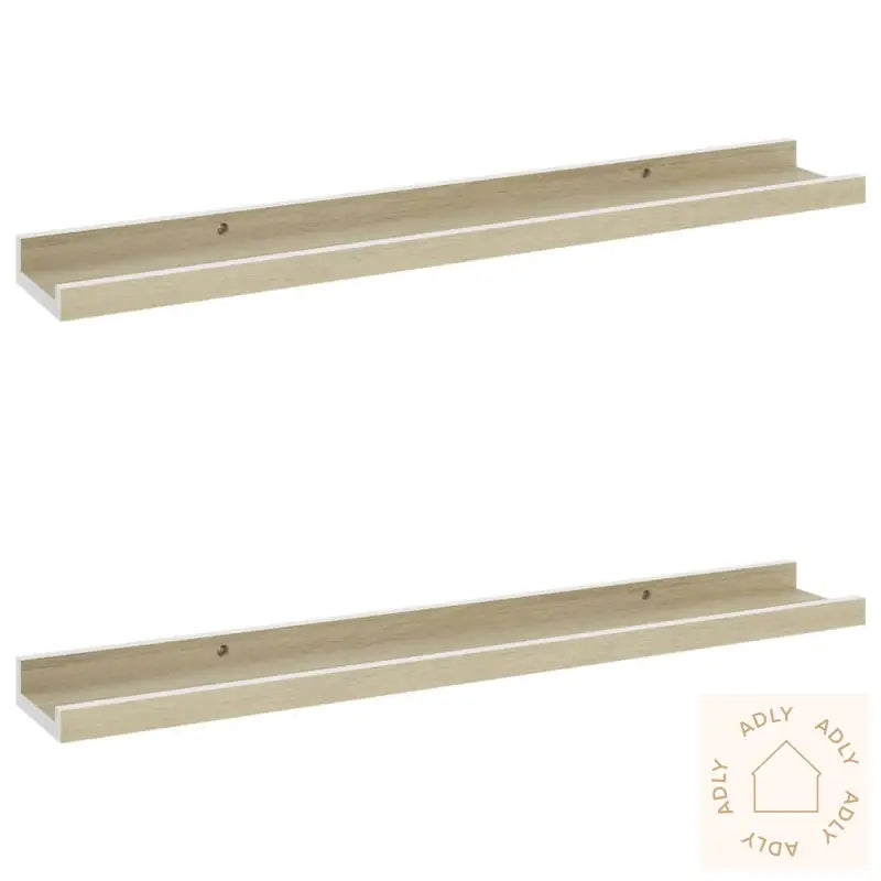 Vegghyller 2 Stk Hvit Og Sonoma Eik 60X9X3 Cm