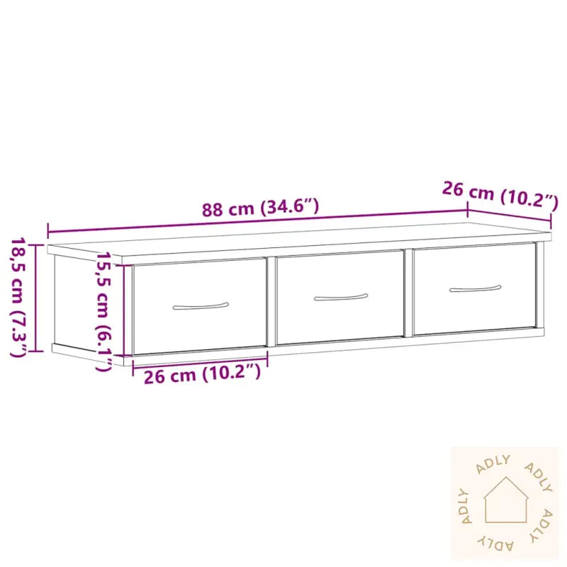 Veggskap Svart Eik 88X26X18,5 Cm Konstruert Tre
