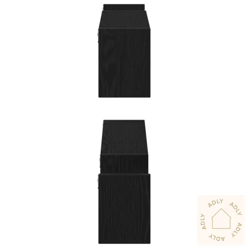 Veggmontert Hylle 2 Stk Svart Eik 100X15X70 Cm Konstruert Tre