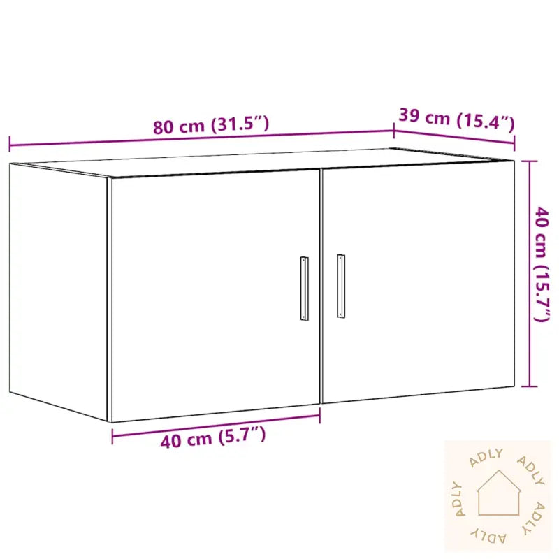 Veggskap Svart Eik 80X39X40 Cm Konstruert Tre