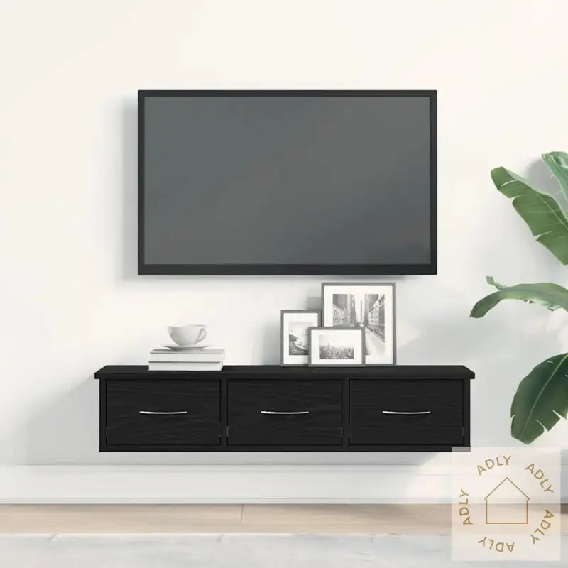 Veggskap Svart Eik 88X26X18,5 Cm Konstruert Tre