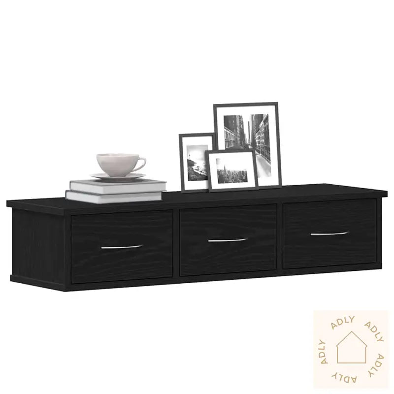 Veggskap Svart Eik 88X26X18,5 Cm Konstruert Tre