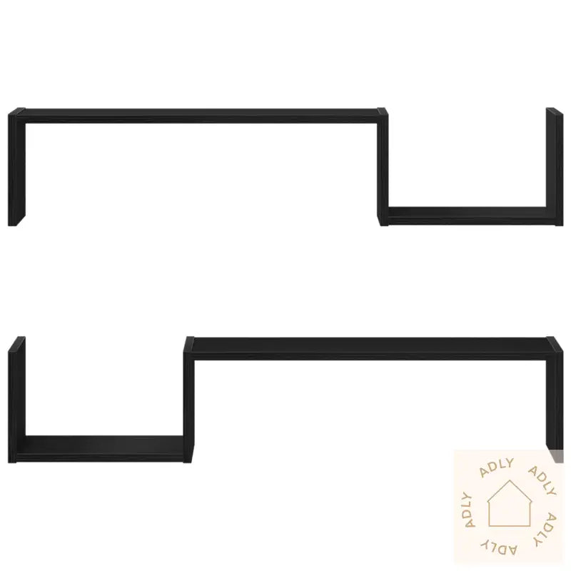 Veggmontert Hylle 2 Stk Svart Eik 100X15X70 Cm Konstruert Tre