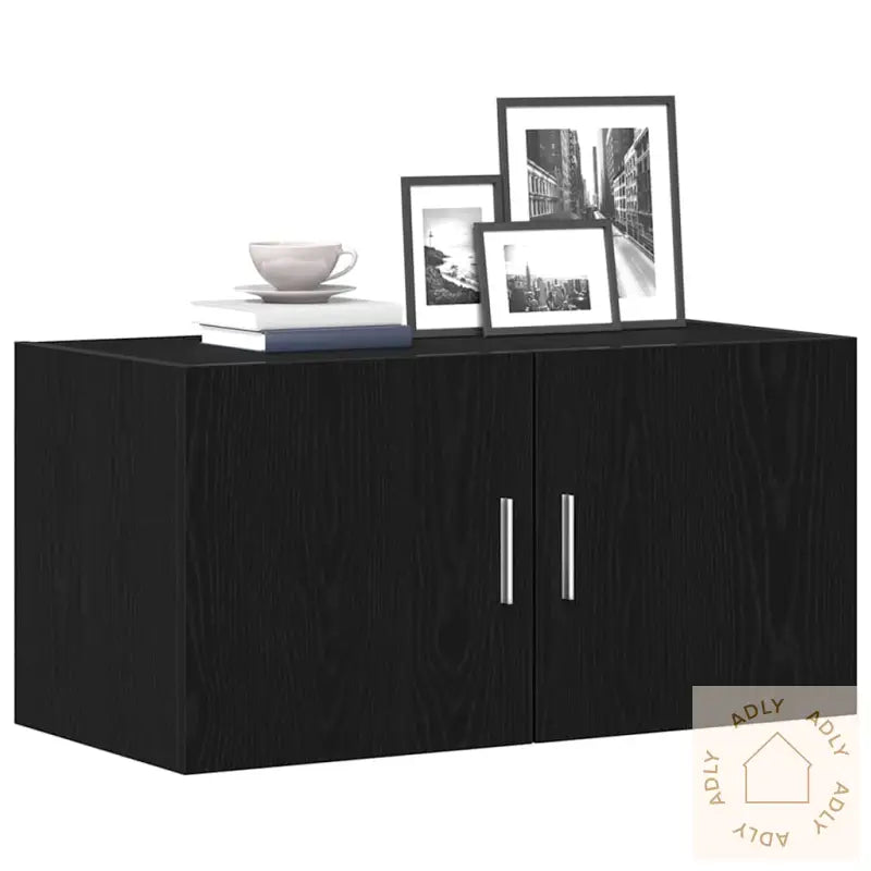 Veggskap Svart Eik 80X39X40 Cm Konstruert Tre