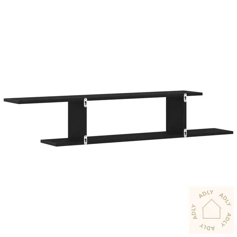 Veggmontert Tv-Hylle Svart Eik 125X18X23 Cm Laget Av Tre