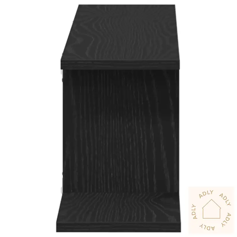 Veggmontert Tv-Hylle Svart Eik 125X18X23 Cm Laget Av Tre