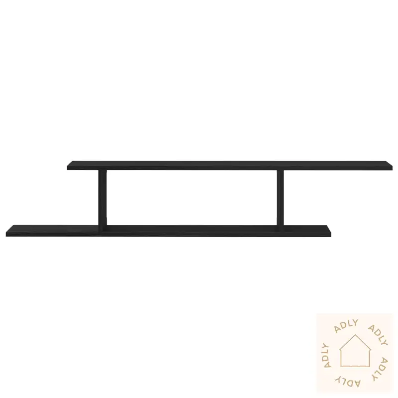 Veggmontert Tv-Hylle Svart Eik 125X18X23 Cm Laget Av Tre
