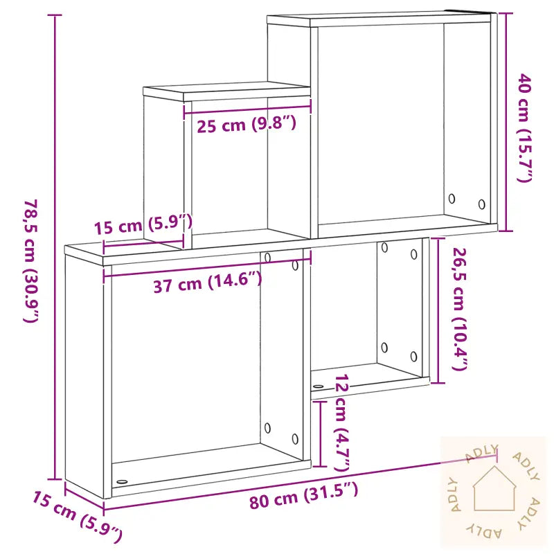 Veggskap I Svart Eik 80X15X78,5 Cm Av Konstruert Tre