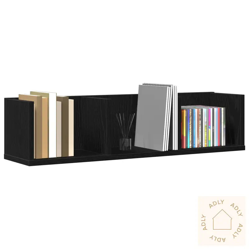 Cd-Vegghylle I Svart Eik, 75X18X18 Cm, Laget Av Tre