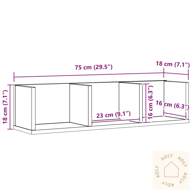 Cd-Vegghylle I Svart Eik, 75X18X18 Cm, Laget Av Tre