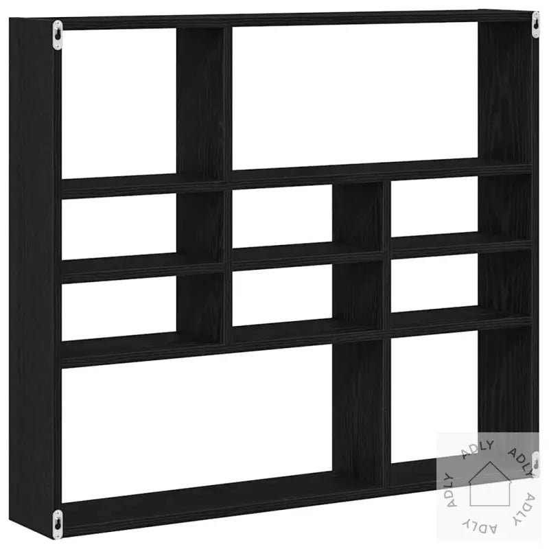 Vegghylle Svart Eik 90X16X78 Cm Konstruert Tre